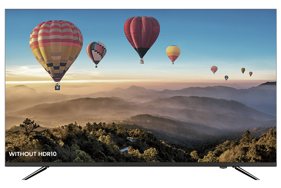 Dull Hot air balloon image on frameless tv without HDR10 functionality